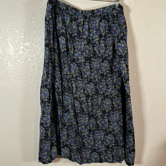 Vintage Dresses & Skirts - La Chemise Blue Floral Midi Skirt Size 24